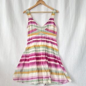 Vintage Y2K | Armani Exchange | Silk Blend Striped Watercolor Mini Dress | US 6